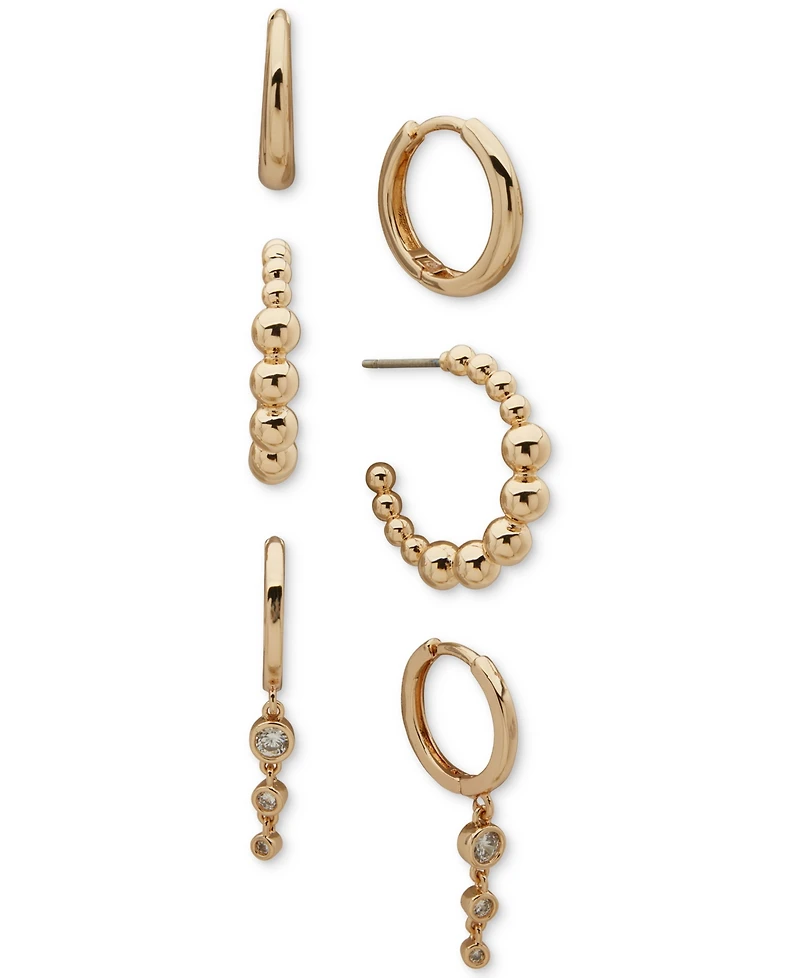 Anne Klein Cubic Zirconia 3-Pc. Hoop Earrings Set