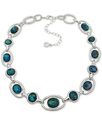 Anne Klein Abalone Silver-Tone Openwork Linked Necklace