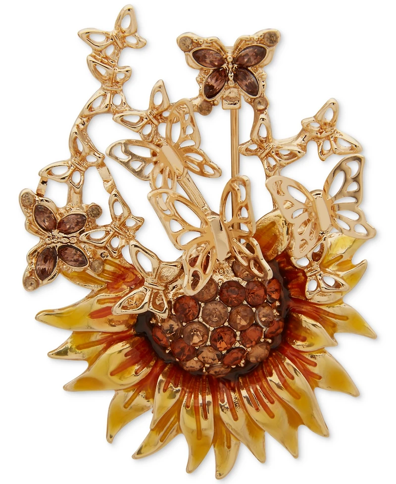 Anne Klein Multi-Stone Sunflower Butterfly Pin