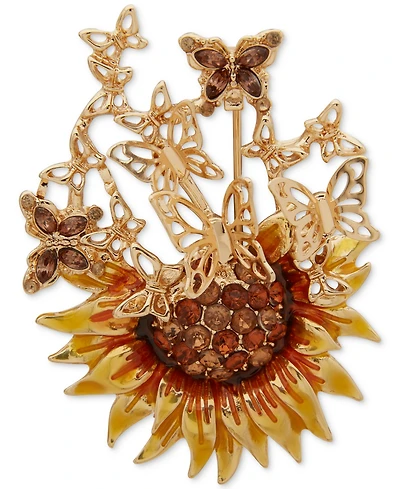 Anne Klein Multi-Stone Sunflower Butterfly Pin