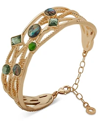 Anne Klein Gold-Tone Multirow Stationed Stones Cuff Bracelet