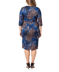 24seven Comfort Apparel Plus Animal Print Faux Wrap Dress