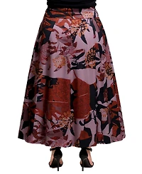 24seven Comfort Apparel Plus Fall Floral Print Maxi Skirts