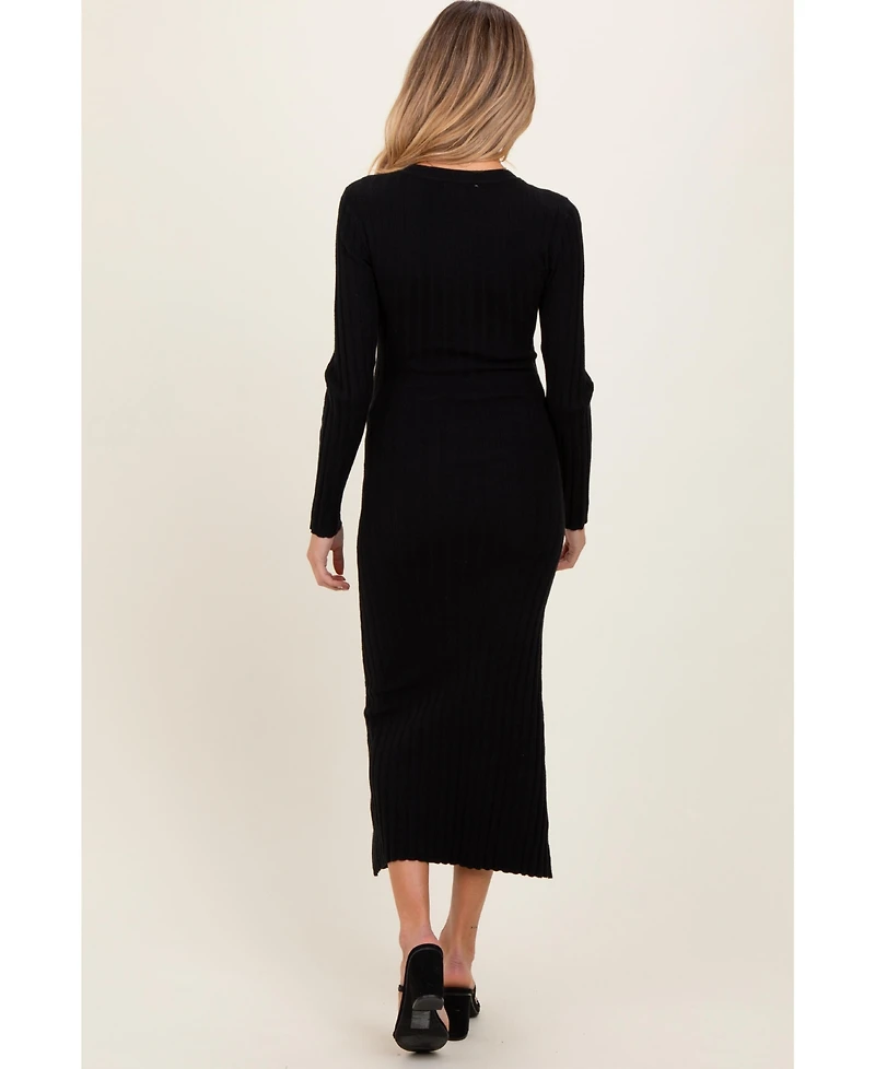 Pinkblush Maternity Ribbed Knit Fitted Midi Sweater Dress