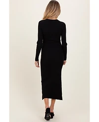 Pinkblush Maternity Ribbed Knit Fitted Midi Sweater Dress