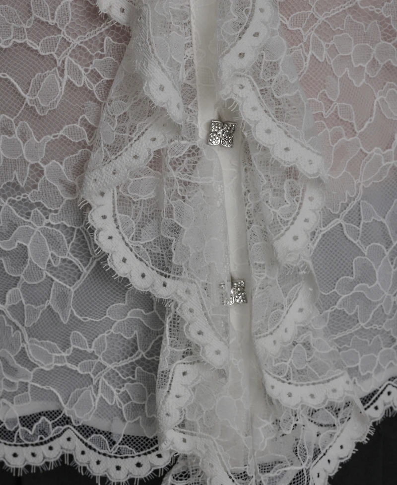 Bcbg Women's Long Sleeve Lace with Rhinestone Top