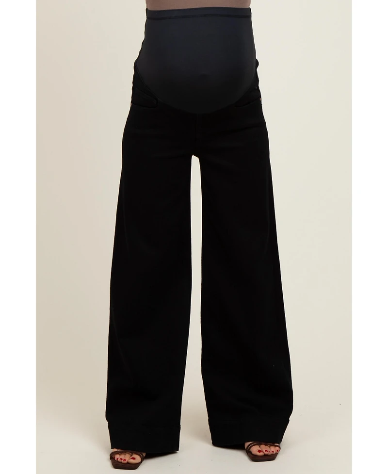 Pinkblush Maternity Black Super Wide Leg Jeans