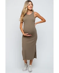 Pinkblush Maternity Taupe Ribbed Side Slit Tank Dress