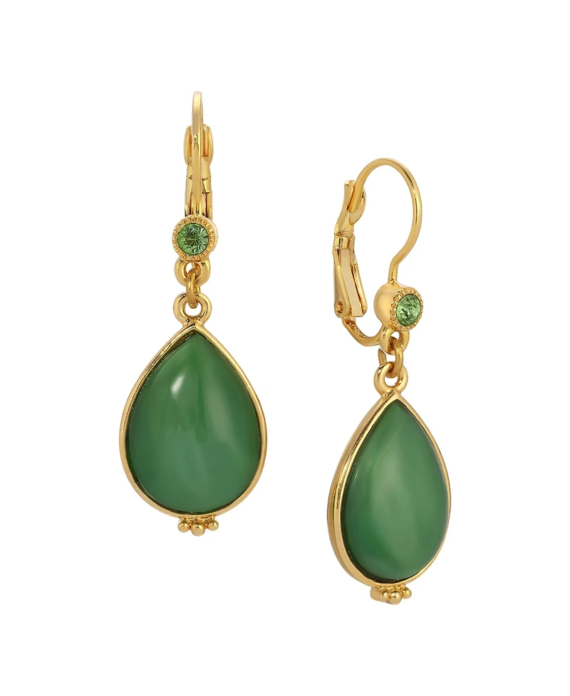 2028 Green Moonstone Teardrop Earrings