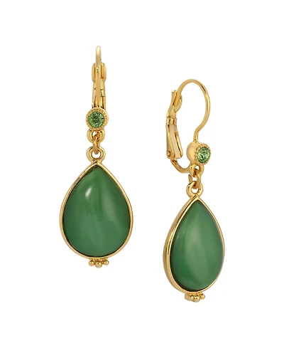2028 Green Moonstone Teardrop Earrings