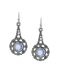 2028 Silver Tone Blue Crystal Drop Earrings