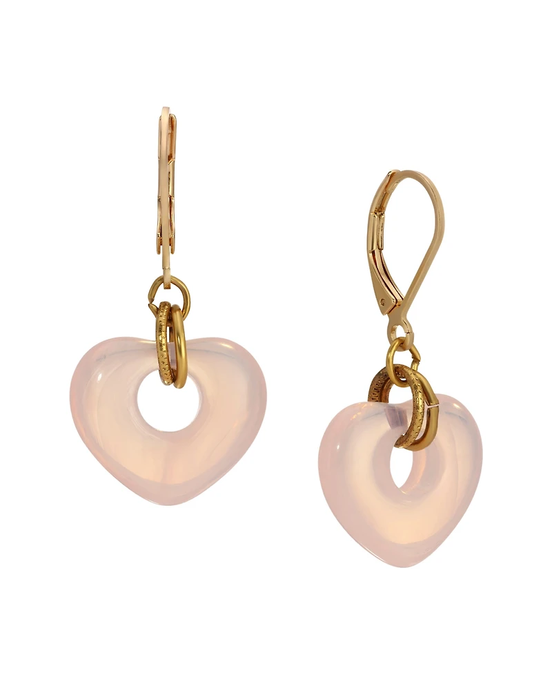 2028 Gold Tone Heart Drop Leverback Earrings