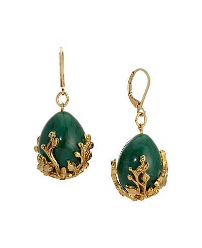 2028 Gold Tone Green Gold Bead Drop Earrings