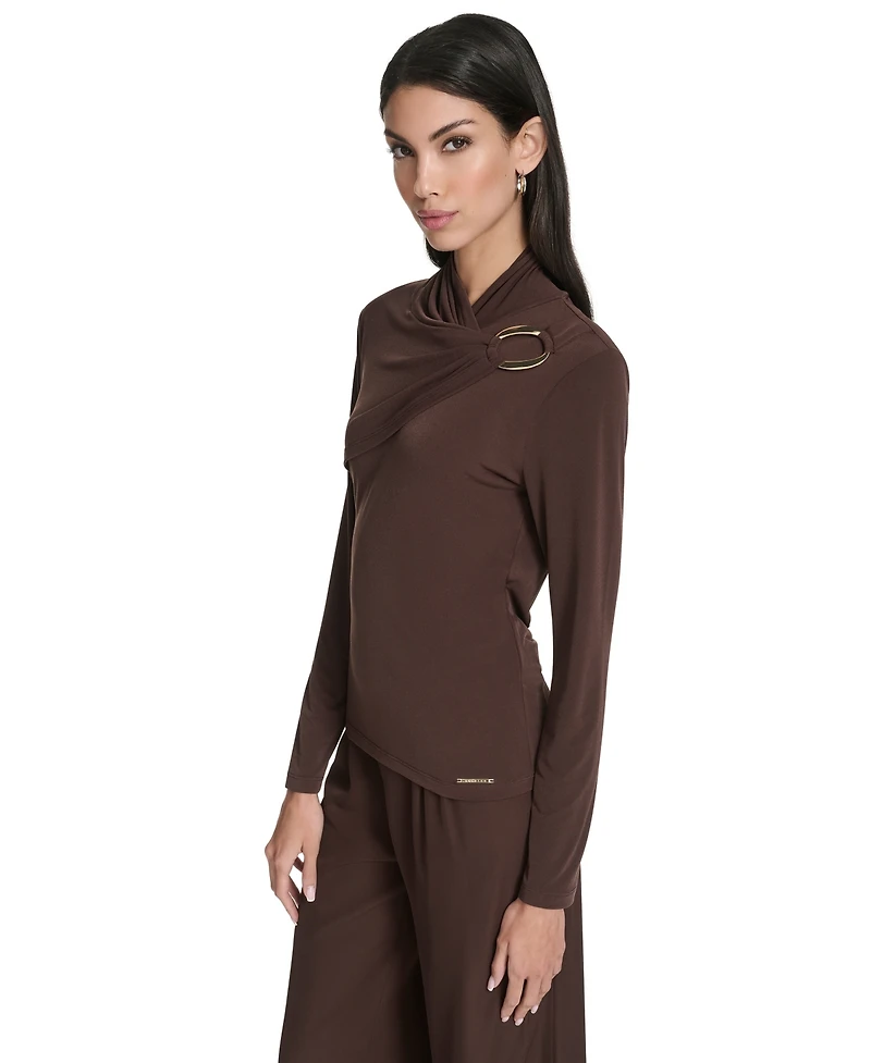Halston Women's Hardware Matte Long Sleeves Top