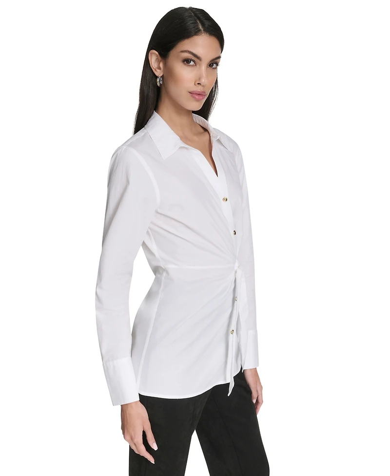 Halston Women's Long Sleeves Poplin Shirt