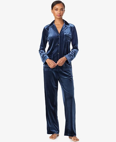Lauren Ralph Women's Long Sleeves Notch Collar Pajama Set