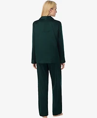 Lauren Ralph Lauren Women's Petite Long Sleeve Notch Collar Pajama Set