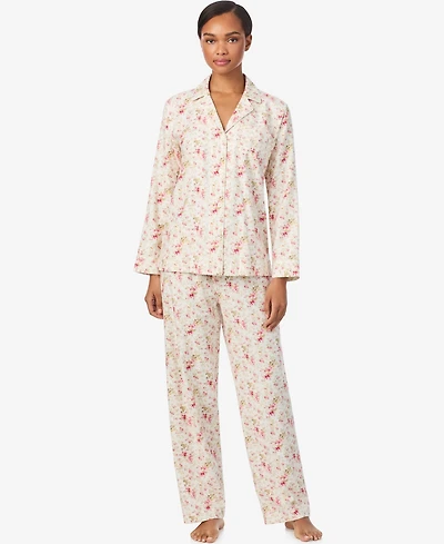 Lauren Ralph Women's Long Sleeves Notch Collar Pajama Set