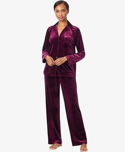 Lauren Ralph Women's Long Sleeves Notch Collar Pajama Set