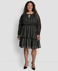 Dkny Plus Long Sleeve Jewel Neck Dress