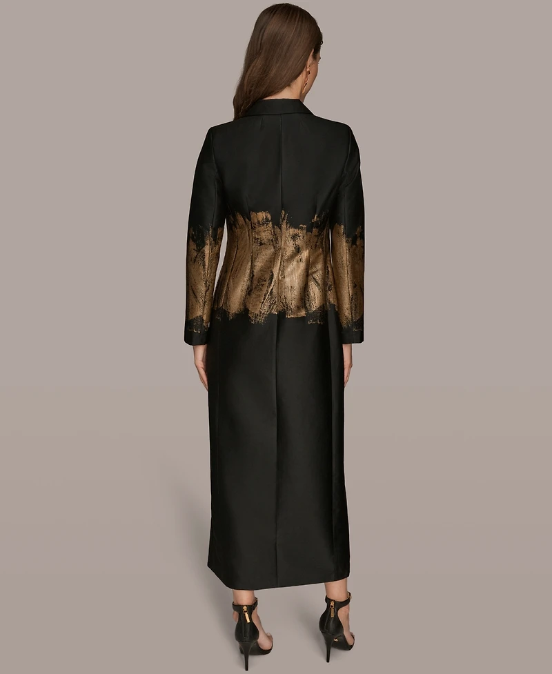 Donna Karan New York Women's Long Sleeve Jacquard Coat Dress
