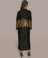 Donna Karan New York Women's Long Sleeve Jacquard Coat Dress