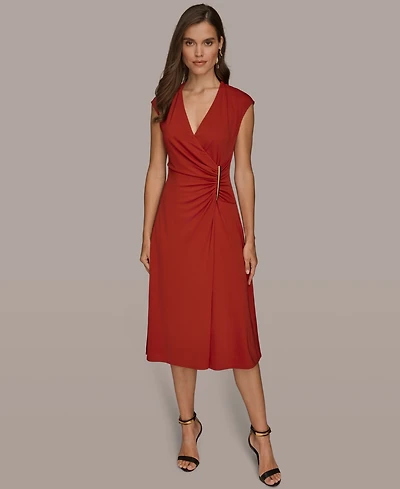 Donna Karan New York Women's V-Neck Midi Dress