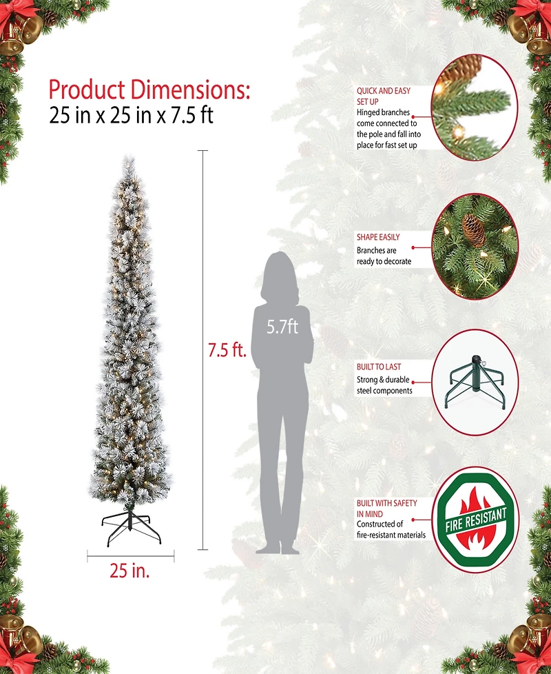 Puleo 7.5ft Pre-Lit Artificial Pine Tree