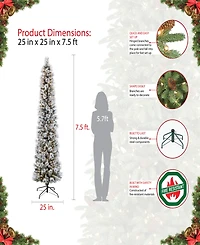 Puleo 7.5ft Pre-Lit Artificial Pine Tree