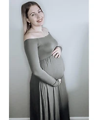 Pinkblush Maternity Solid Off Shoulder Maxi Dress