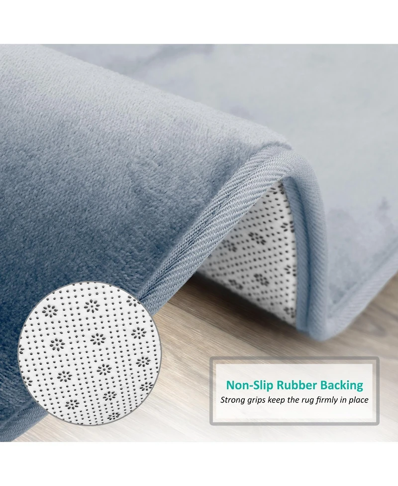 3 Piece Ultra Soft Non-Slip Plush Memory Foam Bath Rug Set - Small, Large & Contour - Tiled Design
