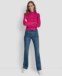 Dkny Jeans Women's Rib Long Sleeves Slim Fit Sweater