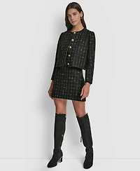 Dkny Jeans Women's Cropped Front Pockets Long Sleeves Jacket