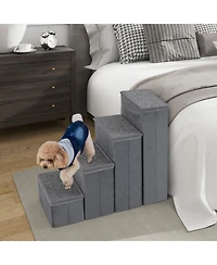 Ecooso 4-Step Dog Stairs Non-slip Foldable Dog Ramp with Adjustable Steps