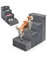 Ecooso 4-Step Dog Stairs Non-slip Foldable Dog Ramp with Adjustable Steps