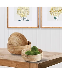 Cane Rattan Low Baskets Set of 3