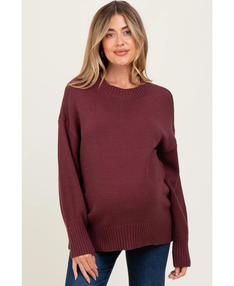 Pinkblush Maternity Burgundy Drop Shoulder Oversized Sweater