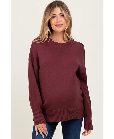 Pinkblush Maternity Burgundy Drop Shoulder Oversized Sweater