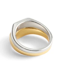 Coach Two Tone Signature Signet Duo Ring Set