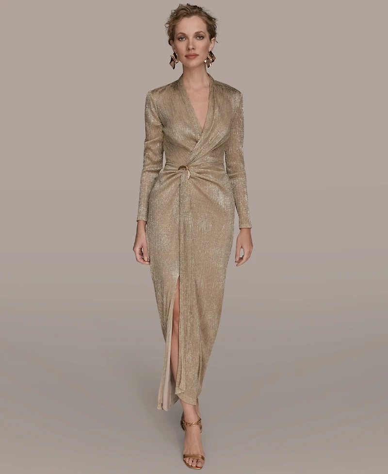 Donna Karan New York Women's V-Neck Draped Gown
