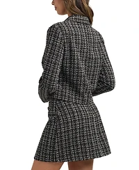 Bcx Women's Tweed Check Boucle Long Sleeves Jacket