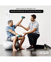 HolaHatha 5, 10, and 15 Lb Neoprene Dumbbell Free Hand Weight Set w/ Rack, Multi