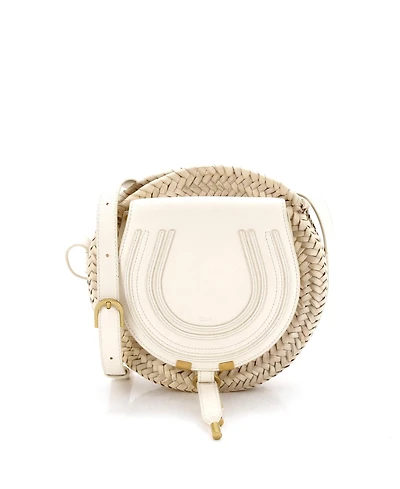 Pre-Owned Chloe Small Marcie Basket Crossbody Bag Raffia and Leather