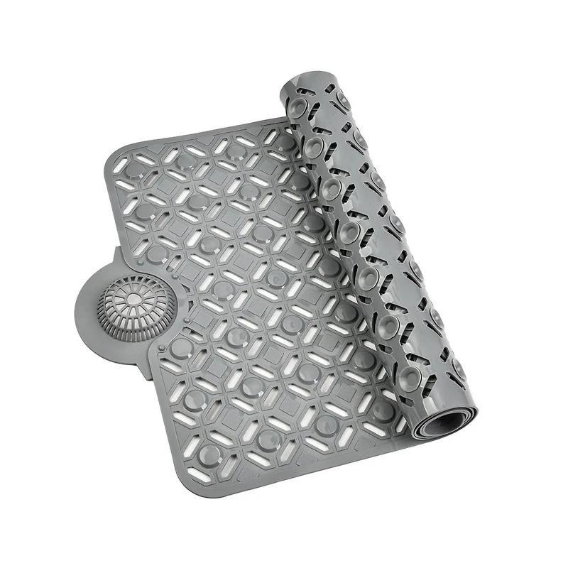 Cameo Non-Slip Bathtub mat, w/Removable Hair Catcher, 35" x 15", Shower Mat with Suction Cups and Water Drain Holes, Bpa, LaTeX, Phthalate F