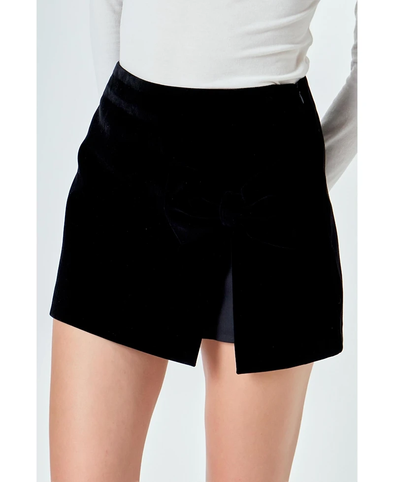 endless rose Women's Velvet Bow Skort
