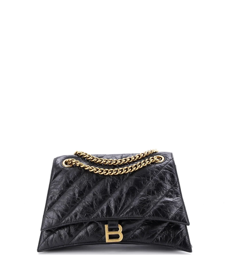 Pre-Owned Balenciaga Crush Chain Flap Bag Quilted Crushed Calfskin