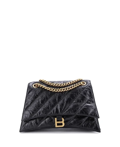 Pre-Owned Balenciaga Crush Chain Flap Bag Quilted Crushed Calfskin