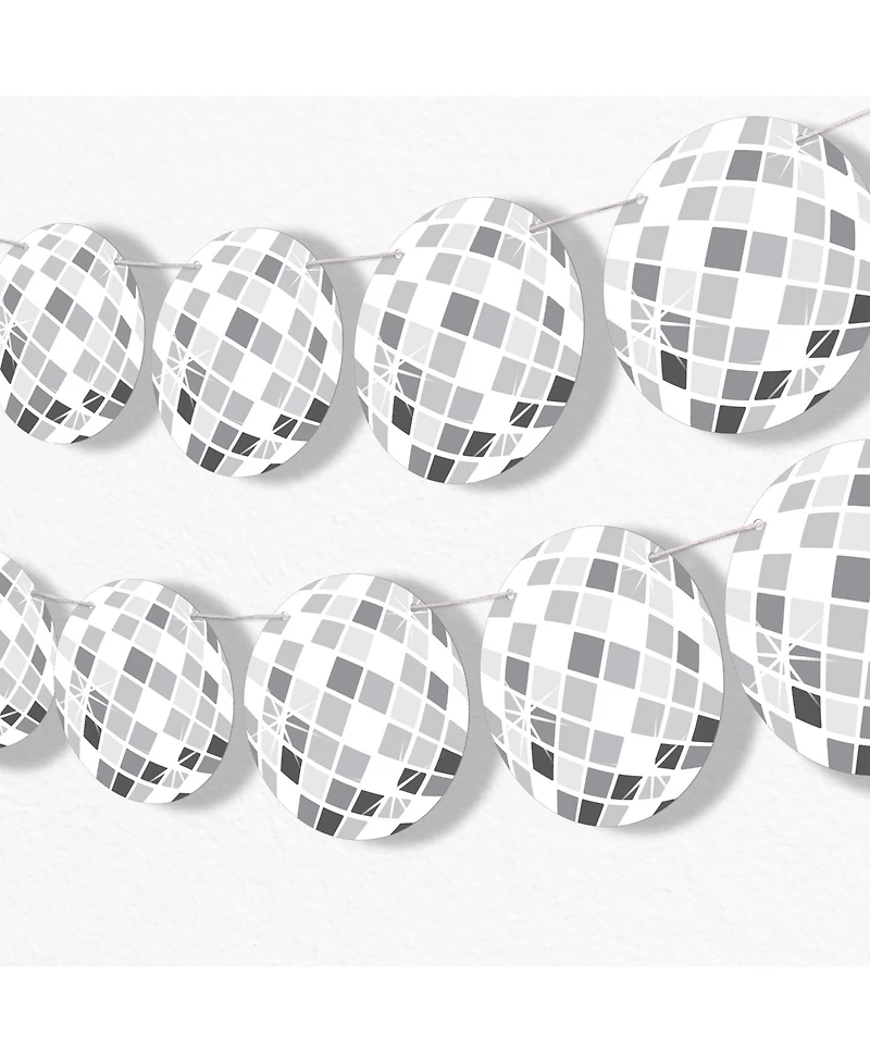 Disco Ball Garland Banner, 30 Feet of Cord, 15 Double-Sided Disco Balls