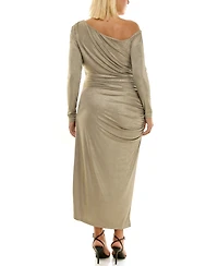Taylor Plus Asymmetrical Side Ruche Maxi Dress