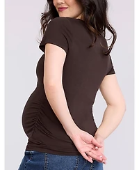 Motherhood Maternity V-Neck Side-Ruched Short Sleeve Tee